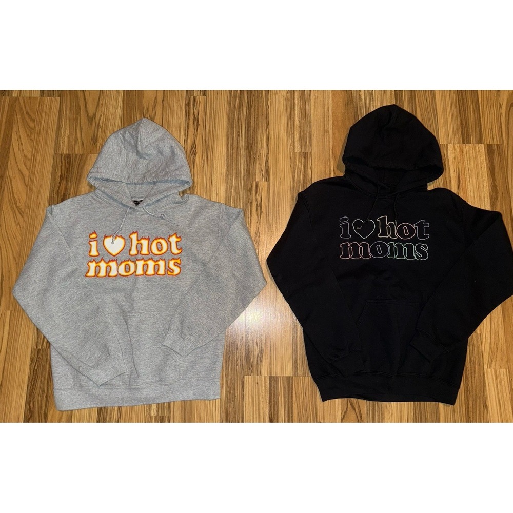 Danny Duncan‎ Men's Small I Love Hot Moms Hoodie Sweatshirt Lot Flames Neon Rare